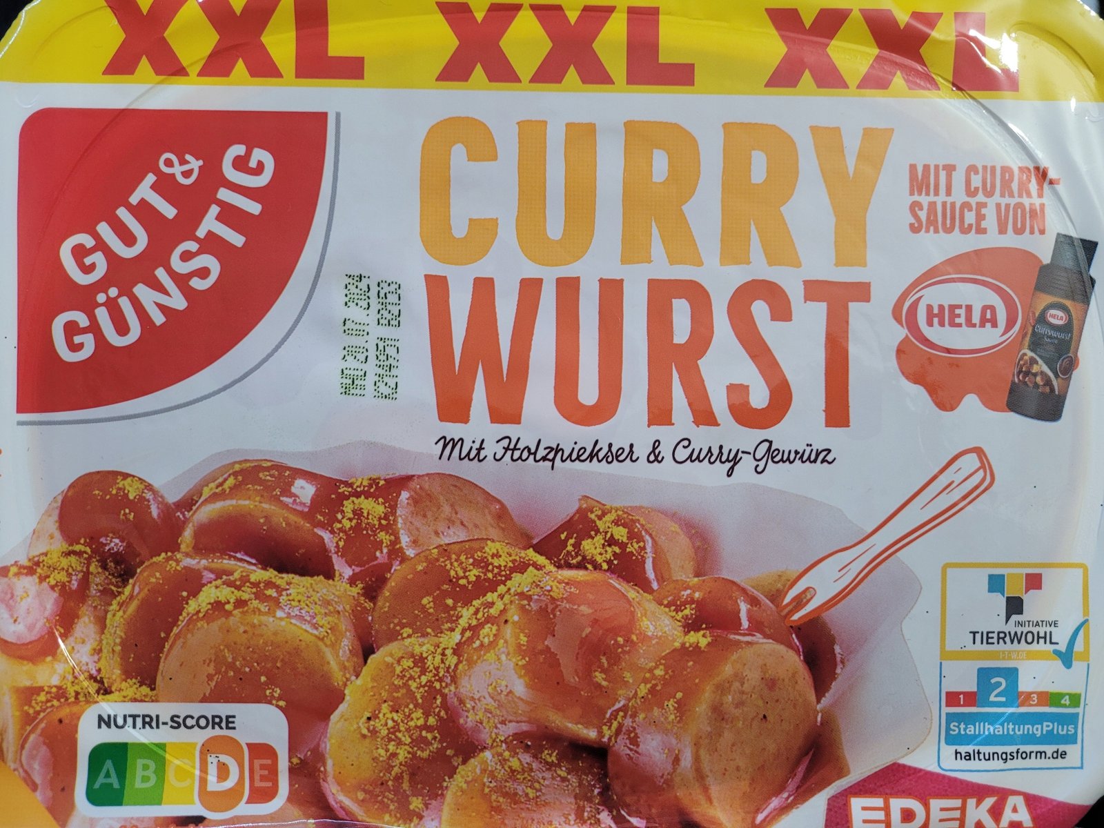 GUT&GÜNSTIG XXL Currywurst with Hela Curry Tomato Sauce – 500g | Buy 2, Get 1 Pack of KNORR Fix FREE!