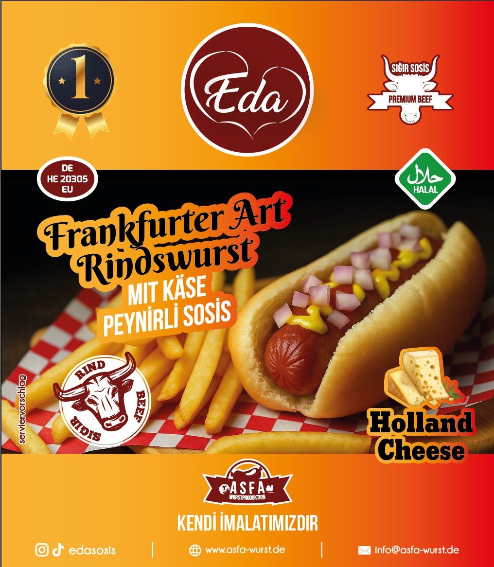 Halal Cheese Beef Sausage – 400g | Beef Sausage with Melted Dutch Cheese & Delicate Seasoning